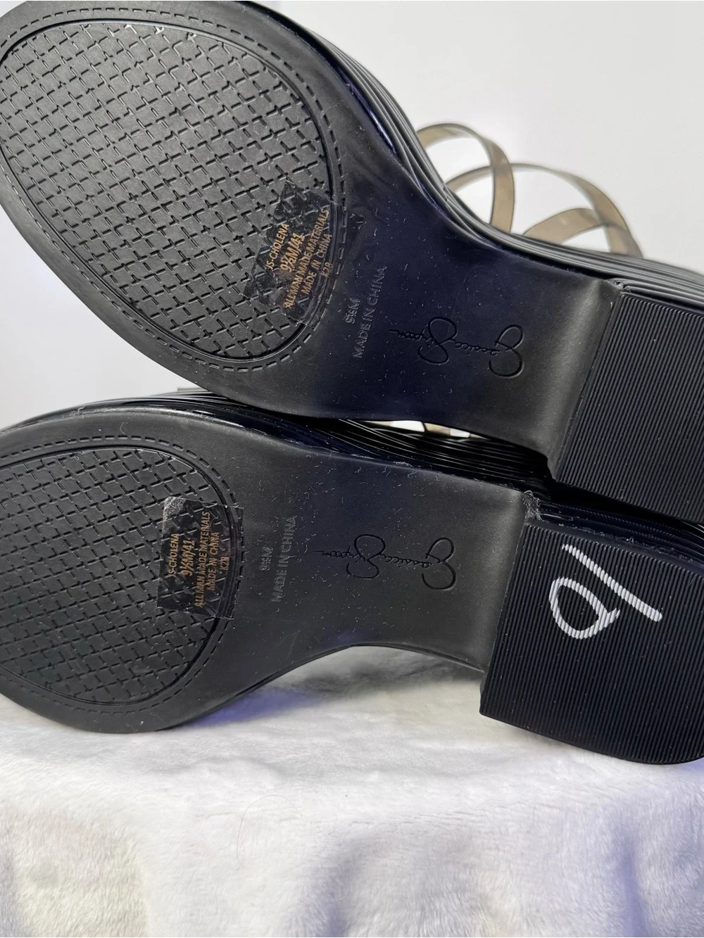 Jessica Simpson Clear Strap Platform Wedge Sandals Black 41/10 NWOB Y2K